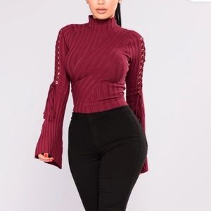 Fashion Nova *spicy* Mock Neck Bell Sleeve Sweater